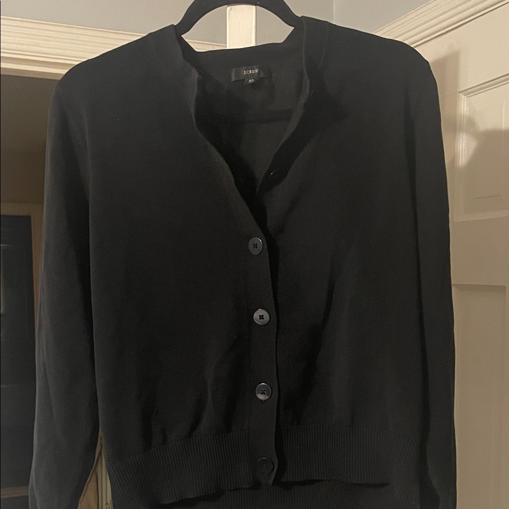 J. Crew Black Button-Front Cardigan Sweater